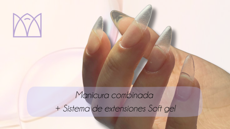 Extensión soft gel y manicura combinada